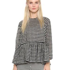 Victoria Beckham Gingham Peplum Top Sz 3x